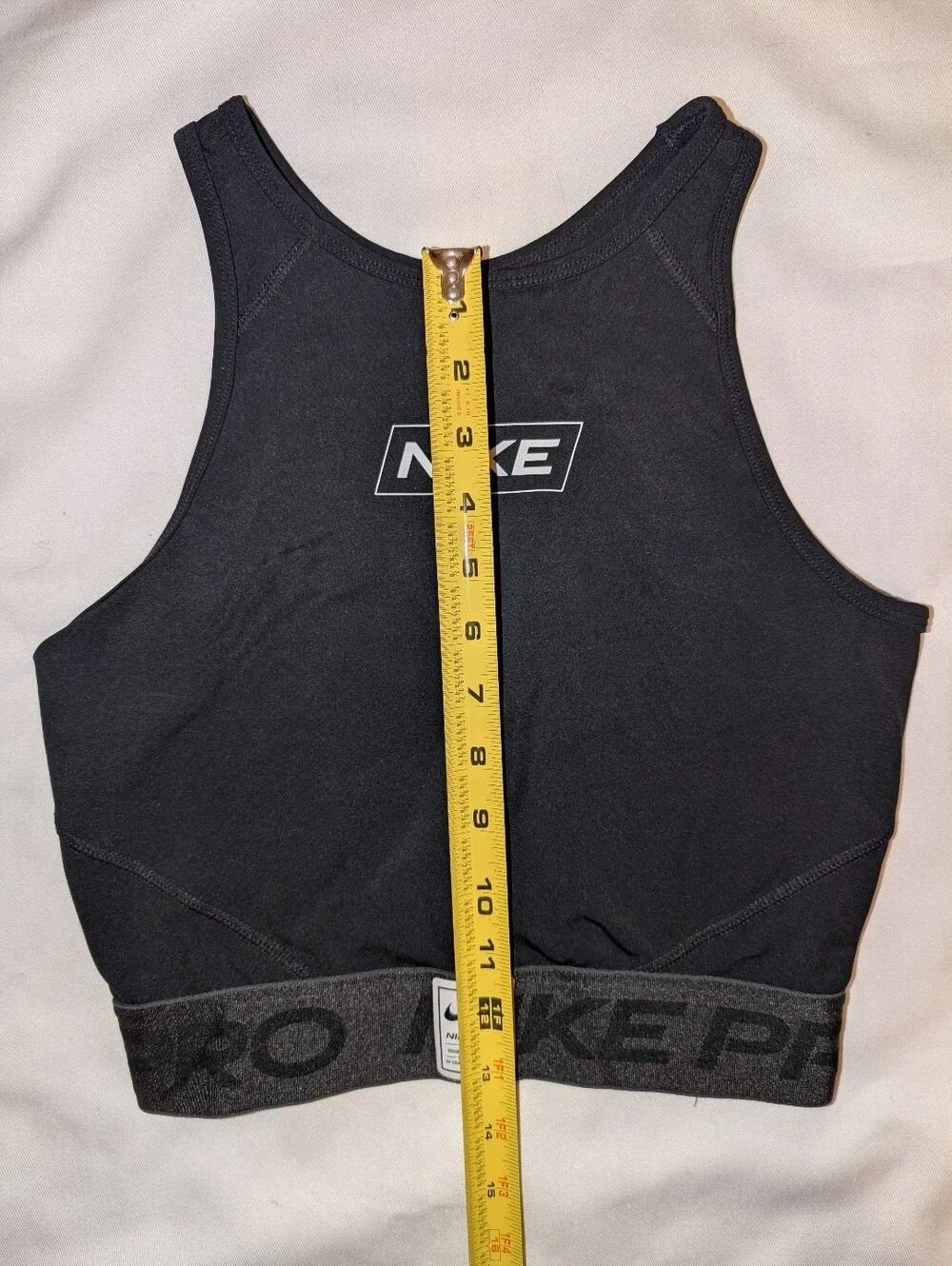 Nike Pro Dri-FIT Graphic Crop Tank Top Black White Logo Size S